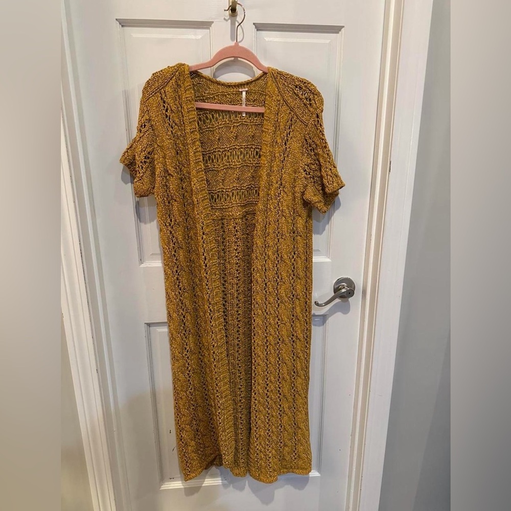 Free People Beach Parker Long Duster Golden Honey Size L NWOT - Picture 4 of 6